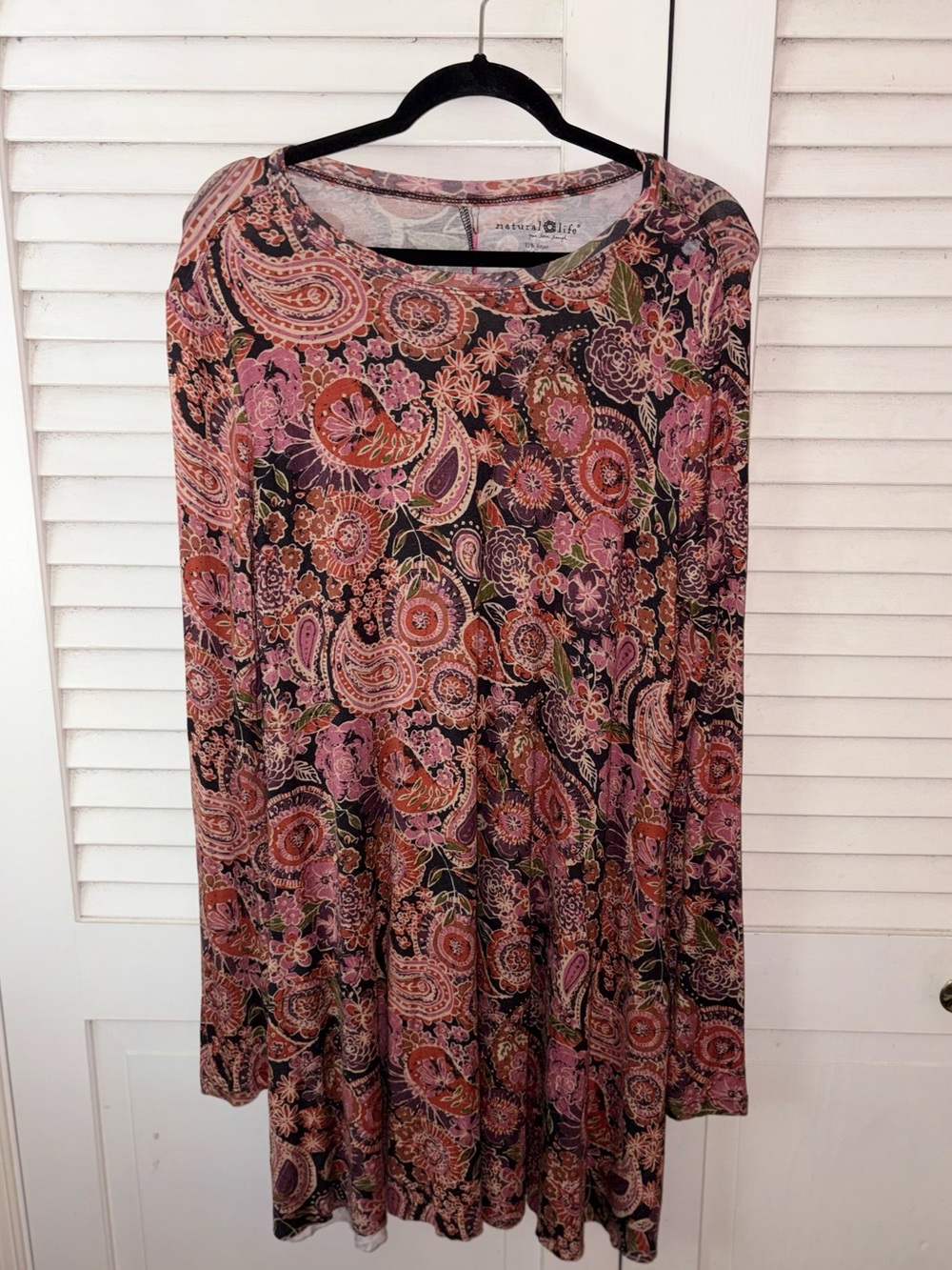 NWT Natural Life Stevie Knit Mini Dress Large Paisley Pockets Soft Stretch - Picture 3 of 6